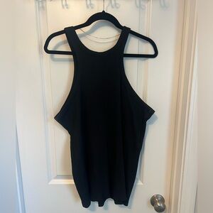High-neck ribbed tank top